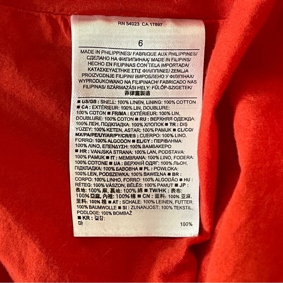 Banana Republic Orange Linen Hi Low Sleeveless Trapeze Dress Size 6 With Pockets - Picture 7 of 9